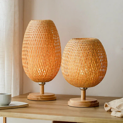 AntiqueBamboo | Vintage Bambus Bordlampe i Naturlig Design